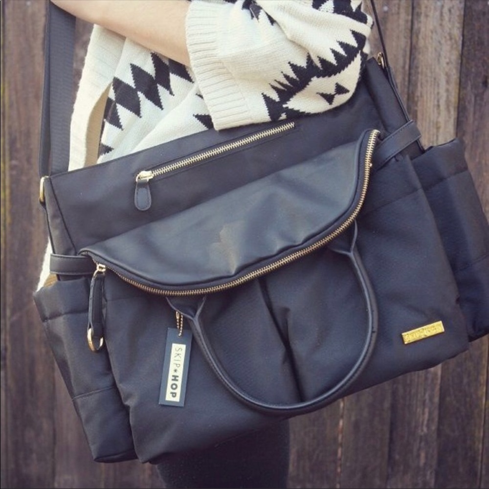 Skip Hop Chelsea Navy and gold accent diaper bag